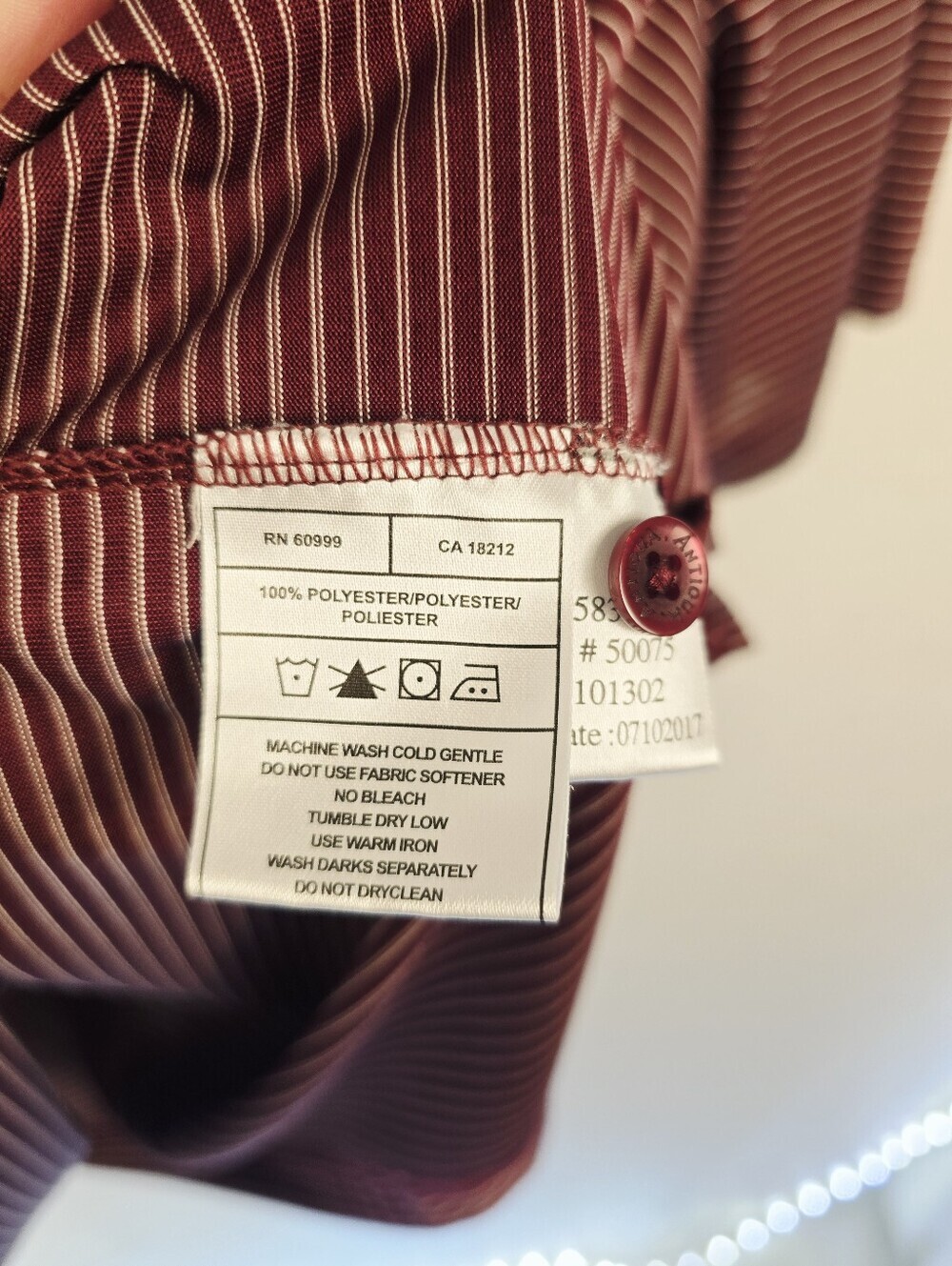 Antigua Texas A&M Maroon Striped S Sleeve 1/4 Button Poly Polo Shirt. Mens XXL - Picture 8 of 9